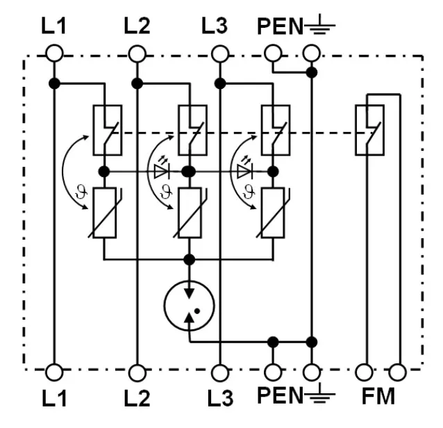 Подключение УЗИП EnerPro D TNC 275 Импульсный ограничитель EnerPro D TNC 275, схема подключения