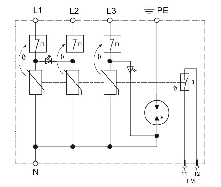 Схема подключения УЗИП EP C TT 275 Импульсный ограничитель EP C TT 275, схема подключения